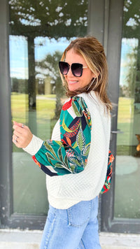 Wild Side Jungle Sleeve Quilted Top-130 Long Sleeve Tops-Fate Inc-Coastal Bloom Boutique, find the trendiest versions of the popular styles and looks Located in Indialantic, FL