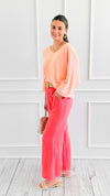 Breezy Elegant Linen Italian Pant- Coral-100 Pants-Italianissimo-Coastal Bloom Boutique, find the trendiest versions of the popular styles and looks Located in Indialantic, FL