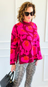 Blooming Elegance Knit Sweater - Burgundy-140 Sweaters-JODIFL-Coastal Bloom Boutique, find the trendiest versions of the popular styles and looks Located in Indialantic, FL