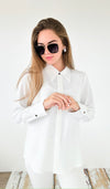 Refined Essentials Button Down Top-White-130 Long sleeve top-Must Have-Coastal Bloom Boutique, find the trendiest versions of the popular styles and looks Located in Indialantic, FL