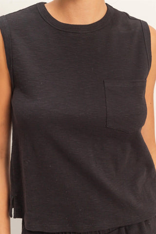 Relaxed Sleeveless Everyday Tank - Black