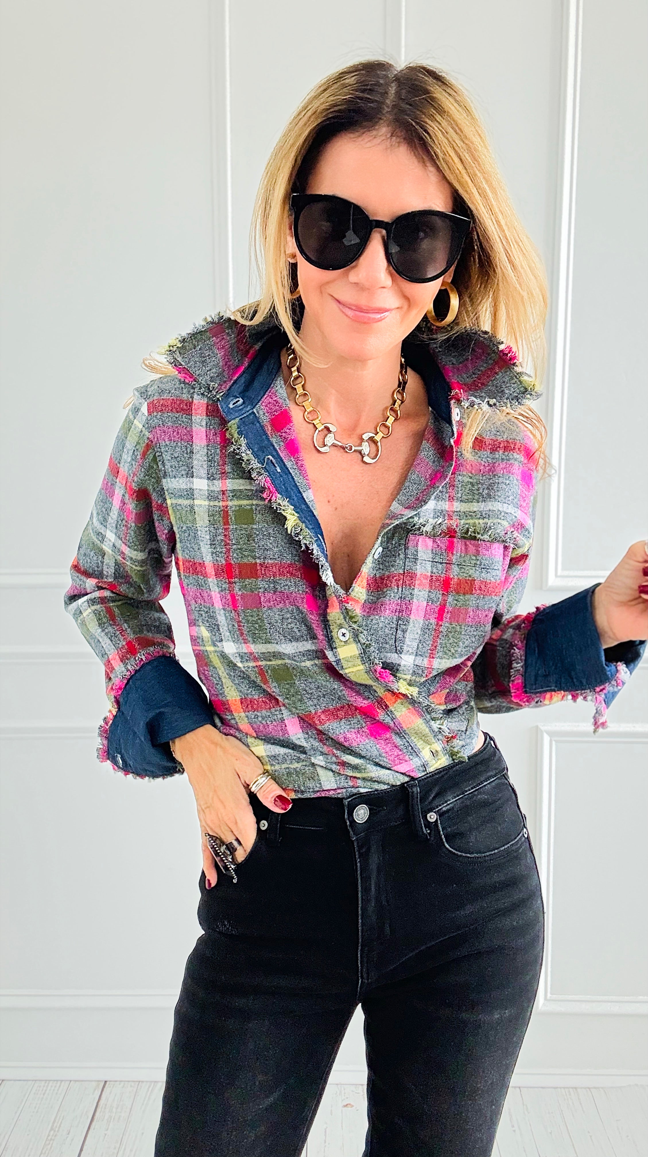 PRE ORDER Cape Cod Flannel Top-110 Long Sleeve Tops-Dizzy Lizzie-Coastal Bloom Boutique, find the trendiest versions of the popular styles and looks Located in Indialantic, FL