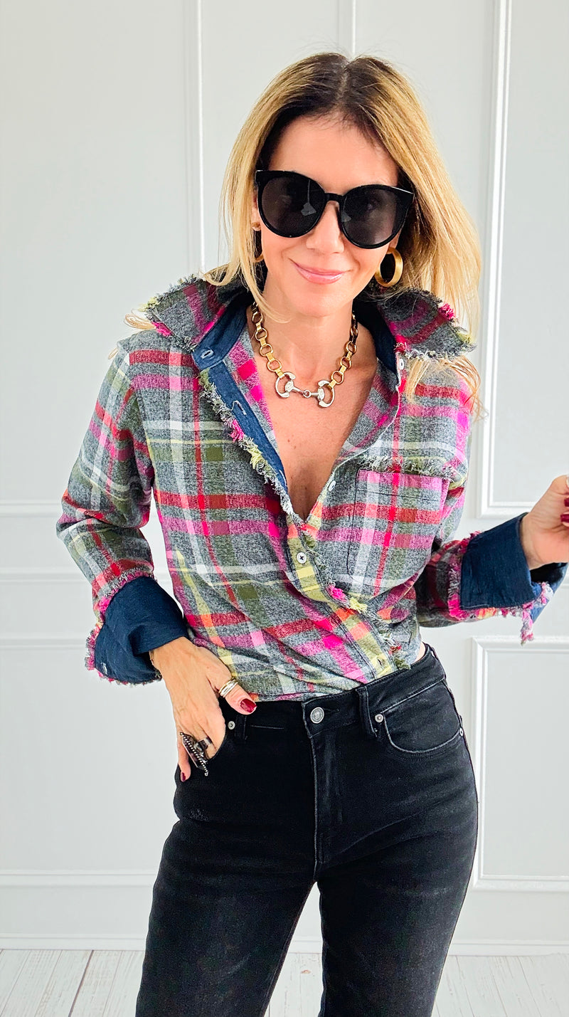 PRE ORDER Cape Cod Flannel Top-110 Long Sleeve Tops-Dizzy Lizzie-Coastal Bloom Boutique, find the trendiest versions of the popular styles and looks Located in Indialantic, FL