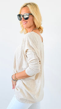 Poppy Relaxed Sweater - Heather Beige-130 Long Sleeve Tops-miracle-Coastal Bloom Boutique, find the trendiest versions of the popular styles and looks Located in Indialantic, FL