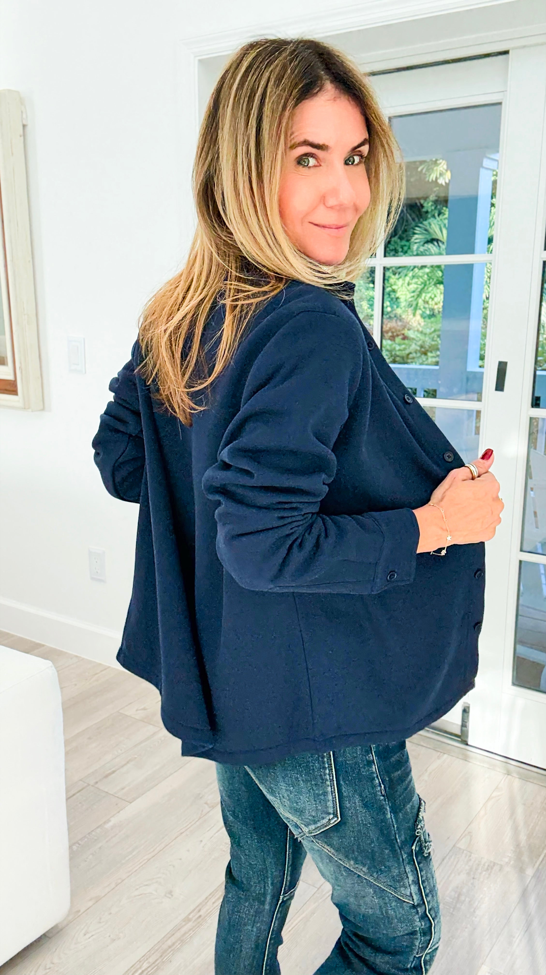 Eileen Fall Shacket - Navy-160 Jackets-Rosio-Coastal Bloom Boutique, find the trendiest versions of the popular styles and looks Located in Indialantic, FL