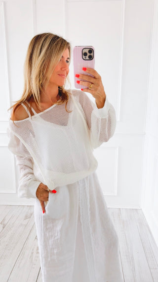 Mesh Pullover Top - Ivory