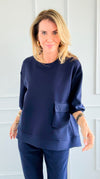 Santorini By Day High Low Top - Navy-130 Long Sleeve Tops-Joh Apparel-Coastal Bloom Boutique, find the trendiest versions of the popular styles and looks Located in Indialantic, FL