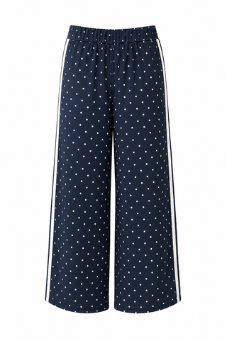 Side Stripe Polka Italian Set- Navy