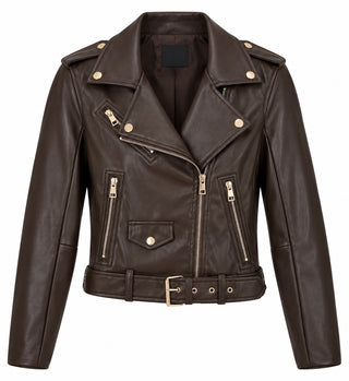 Golden Hour Faux Leather Motor Jacket - Choco Brown