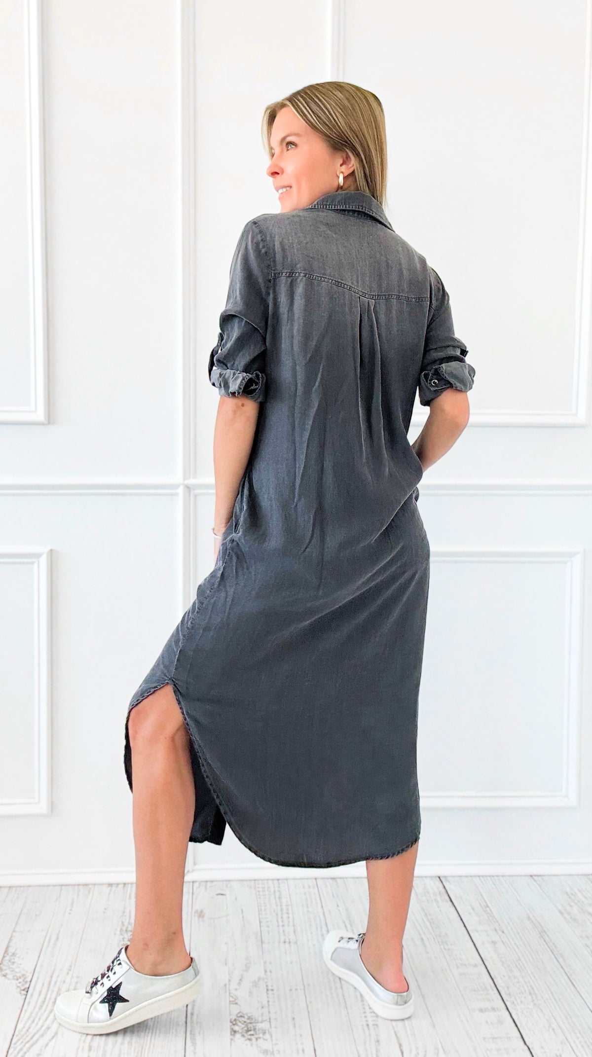 Venice Wash Button-Down Dress-200 Dresses/Jumpsuits/Rompers-DOE AND RAE-Coastal Bloom Boutique, find the trendiest versions of the popular styles and looks Located in Indialantic, FL