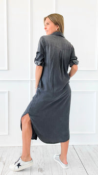 Venice Wash Button-Down Dress-200 Dresses/Jumpsuits/Rompers-DOE AND RAE-Coastal Bloom Boutique, find the trendiest versions of the popular styles and looks Located in Indialantic, FL