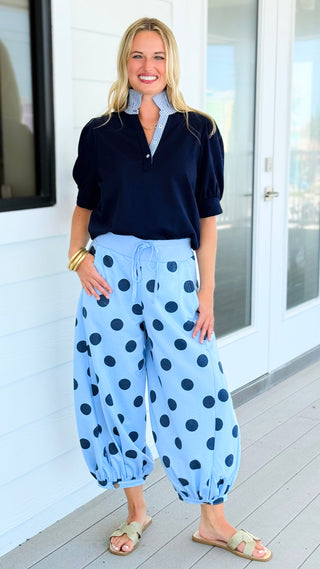 Playful Spot Pant - Lt Blue Navy