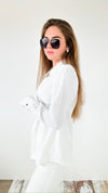 Refined Essentials Button Down Top-White-130 Long sleeve top-Must Have-Coastal Bloom Boutique, find the trendiest versions of the popular styles and looks Located in Indialantic, FL