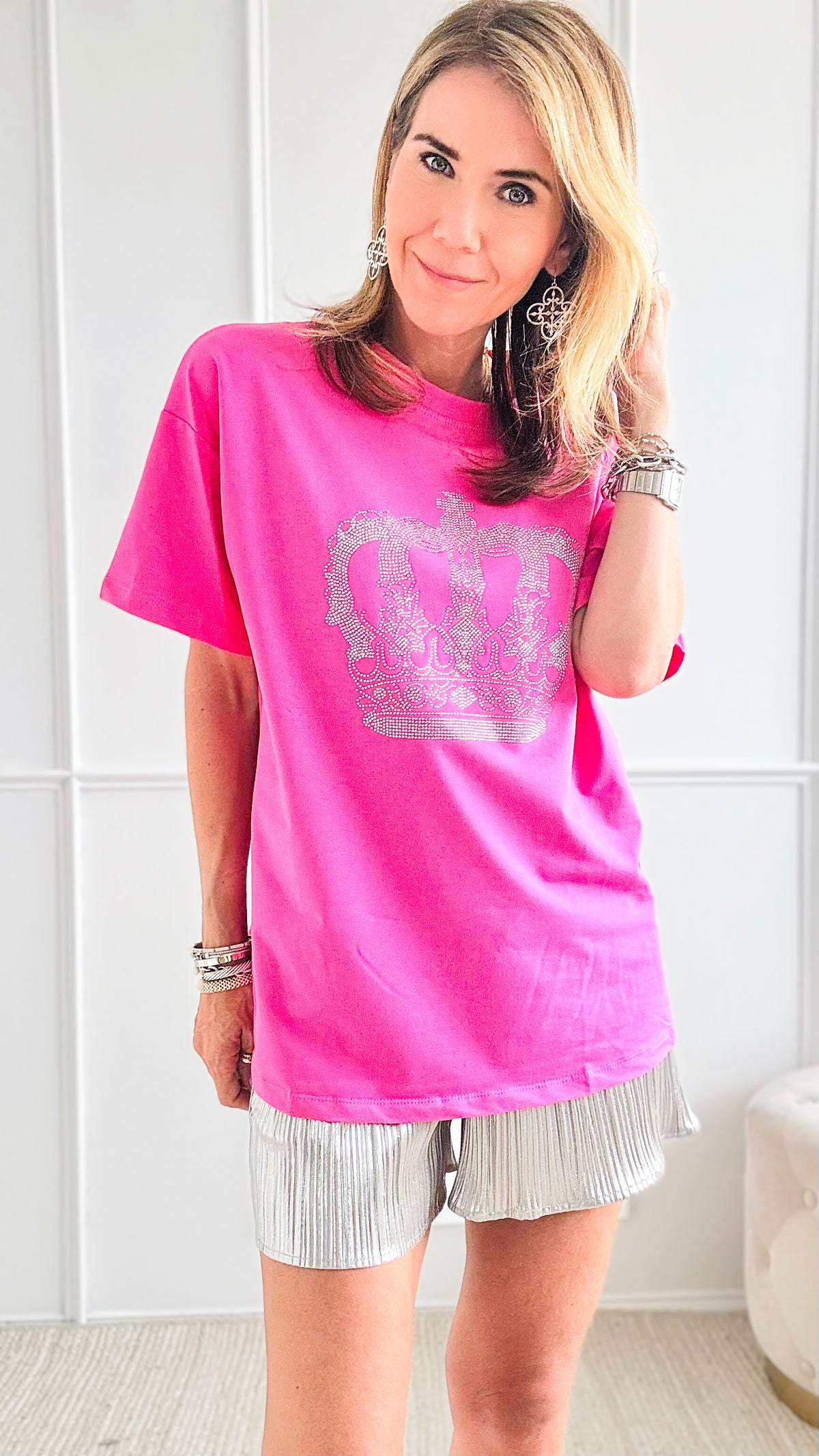CUSTOM CB Royal Crown Tee - Pink-110 Short Sleeve Tops-Holly / in2you-Coastal Bloom Boutique, find the trendiest versions of the popular styles and looks Located in Indialantic, FL