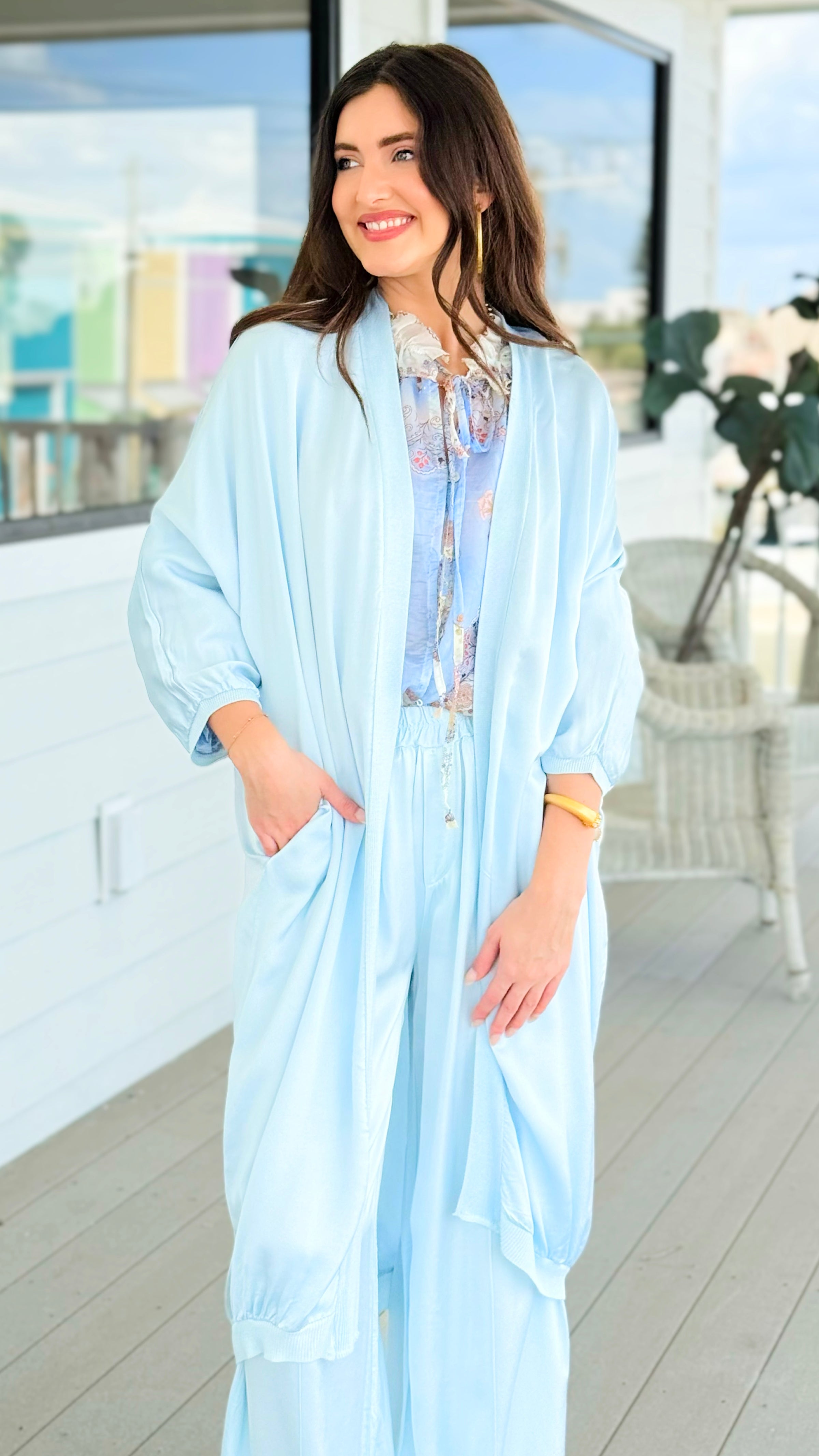 Comfort Silk Touch Italian Cardigan- Sky Blue
