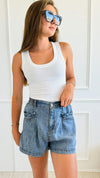 Stone Washed Shorts-170 Bottoms/Shorts-EESOME-Coastal Bloom Boutique, find the trendiest versions of the popular styles and looks Located in Indialantic, FL