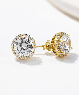 Sterling Silver Stone CZ Halo Big Stud Earring