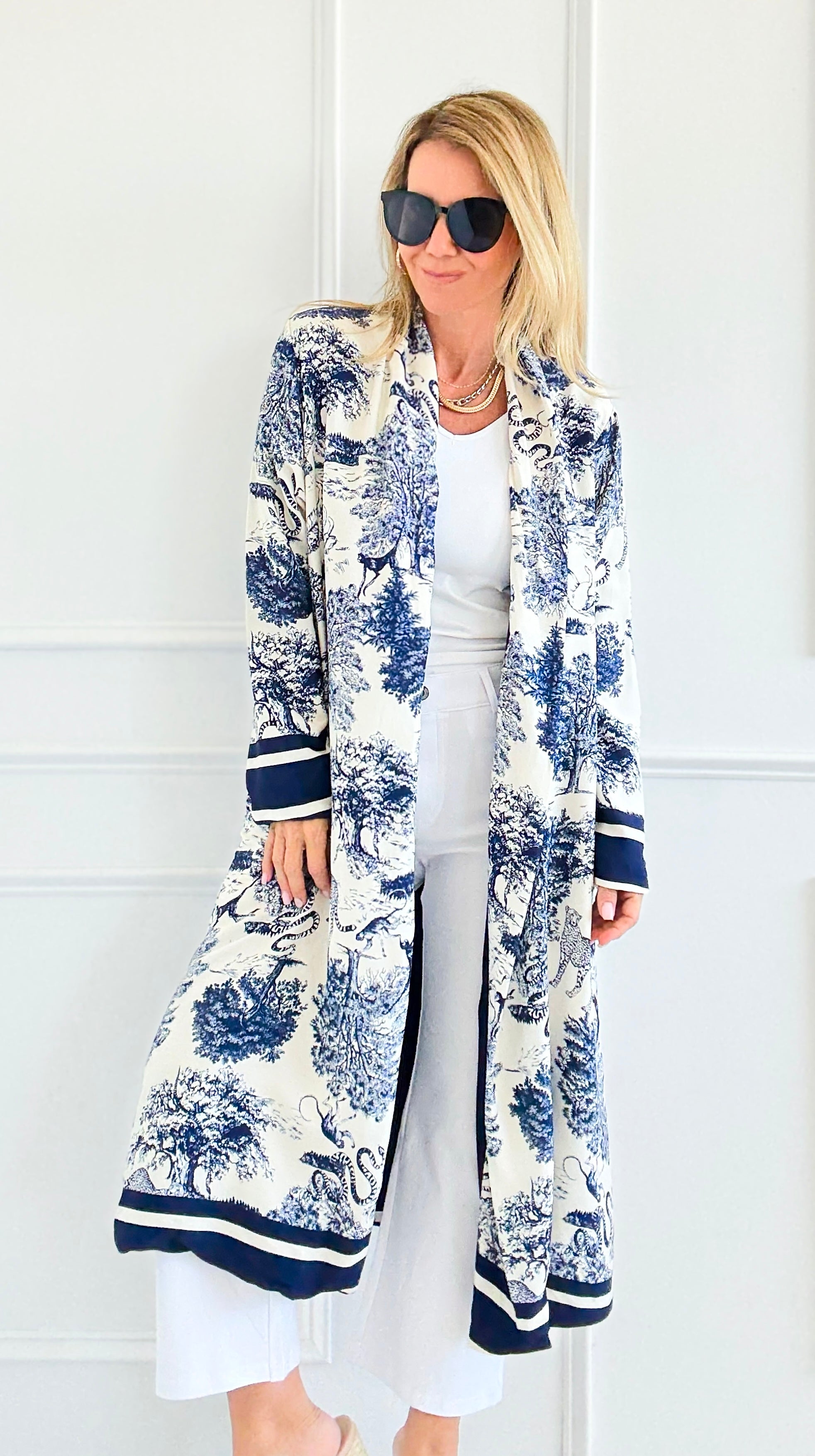 Adorable Italian Long Jacket- Navy-160 Jackets-K2-Coastal Bloom Boutique, find the trendiest versions of the popular styles and looks Located in Indialantic, FL