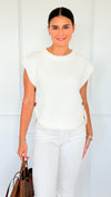 Signature Side Button Knit Vest - Cream-150 Cardigans/Layers-idem ditto-Coastal Bloom Boutique, find the trendiest versions of the popular styles and looks Located in Indialantic, FL