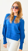 Satin Elegance Italian Sweater - Royal Blue-140 Sweaters-Germany-Coastal Bloom Boutique, find the trendiest versions of the popular styles and looks Located in Indialantic, FL