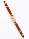 Leather Horsebit Bracelet - Camel-230 Jewelry-Chasing Bandits-Coastal Bloom Boutique, find the trendiest versions of the popular styles and looks Located in Indialantic, FL