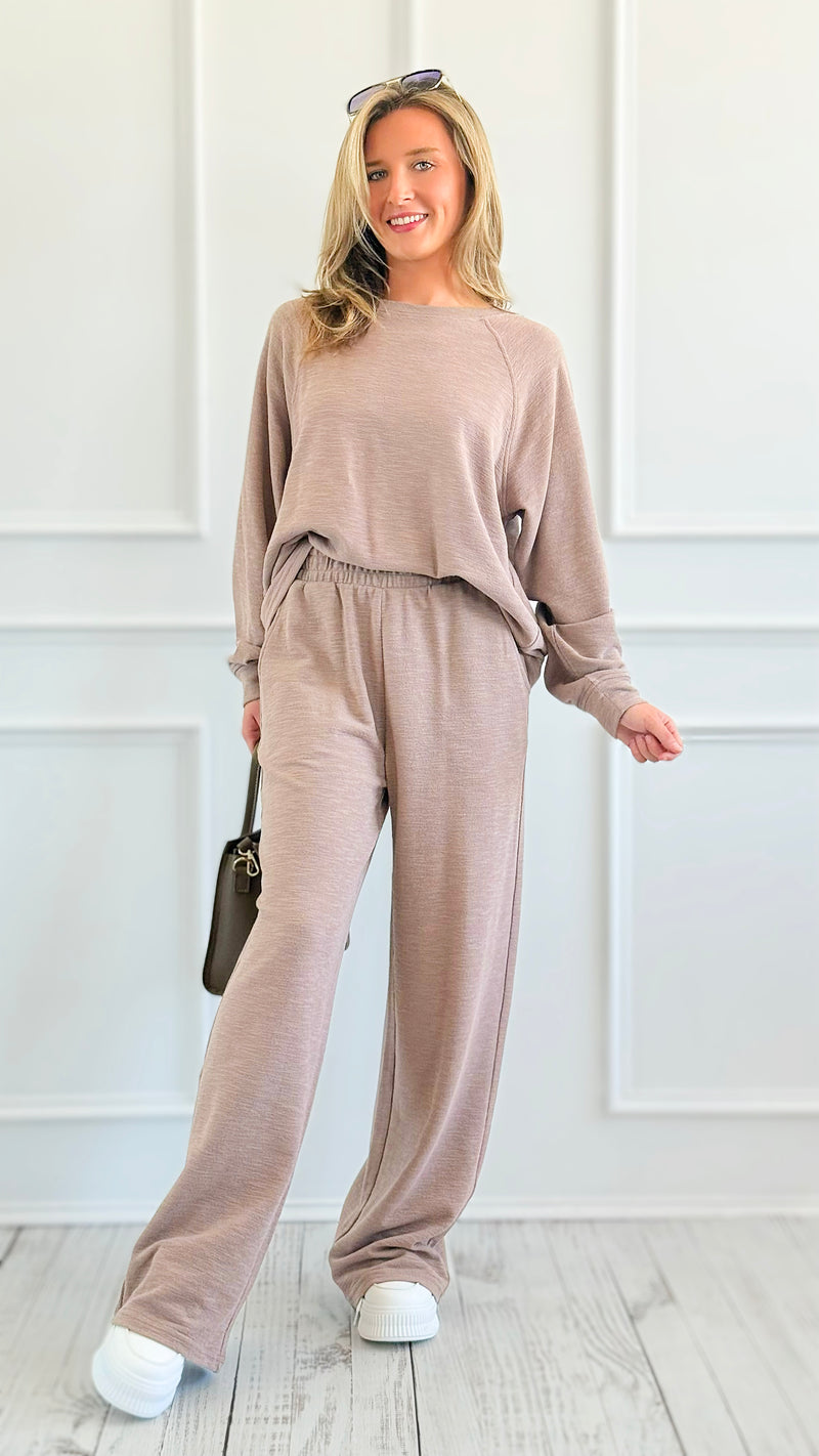 Relax Mode Long Sleeve Slub Knit Set -Cocoa-210 Loungewear/Sets-Zenana-Coastal Bloom Boutique, find the trendiest versions of the popular styles and looks Located in Indialantic, FL