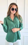 Golden Hour Satin Top - Hunter Green-130 Long Sleeve Tops-Must Have-Coastal Bloom Boutique, find the trendiest versions of the popular styles and looks Located in Indialantic, FL