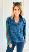 Street Luxe Denim Top-130 Long Sleeve Tops-JODIFL-Coastal Bloom Boutique, find the trendiest versions of the popular styles and looks Located in Indialantic, FL