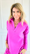 Eileen Cozy Lounge Collar Pullover Top - New Orchid-110 Long Sleeve Tops-MONO B-Coastal Bloom Boutique, find the trendiest versions of the popular styles and looks Located in Indialantic, FL