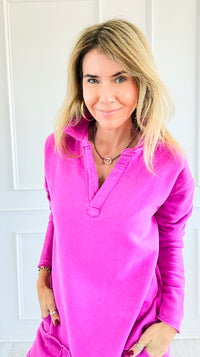 Eileen Cozy Lounge Collar Pullover Top - New Orchid-110 Long Sleeve Tops-MONO B-Coastal Bloom Boutique, find the trendiest versions of the popular styles and looks Located in Indialantic, FL