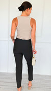 Signature Mid-Rise Ponte Pants - Charcoal-170 Bottoms-YELETE-Coastal Bloom Boutique, find the trendiest versions of the popular styles and looks Located in Indialantic, FL