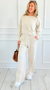Relax Mode Long Sleeve Slub Knit Set - Sand Beige-210 Loungewear/Sets-Zenana-Coastal Bloom Boutique, find the trendiest versions of the popular styles and looks Located in Indialantic, FL