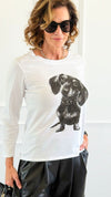 Puppy Eyes Italian Long Sleeve T-Shirt-110 Long Sleeve Tops-Mitica & Co-Coastal Bloom Boutique, find the trendiest versions of the popular styles and looks Located in Indialantic, FL