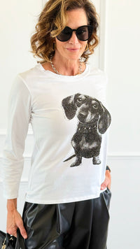 Puppy Eyes Italian Long Sleeve T-Shirt-110 Long Sleeve Tops-Mitica & Co-Coastal Bloom Boutique, find the trendiest versions of the popular styles and looks Located in Indialantic, FL