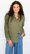Delicate Edge Embroidered Blouse- Olive-170 Bottoms-V SKY-Coastal Bloom Boutique, find the trendiest versions of the popular styles and looks Located in Indialantic, FL