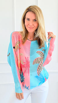 Tropic Pop Italian St Tropez Sweater-140 Sweaters-SORPRESA-Coastal Bloom Boutique, find the trendiest versions of the popular styles and looks Located in Indialantic, FL