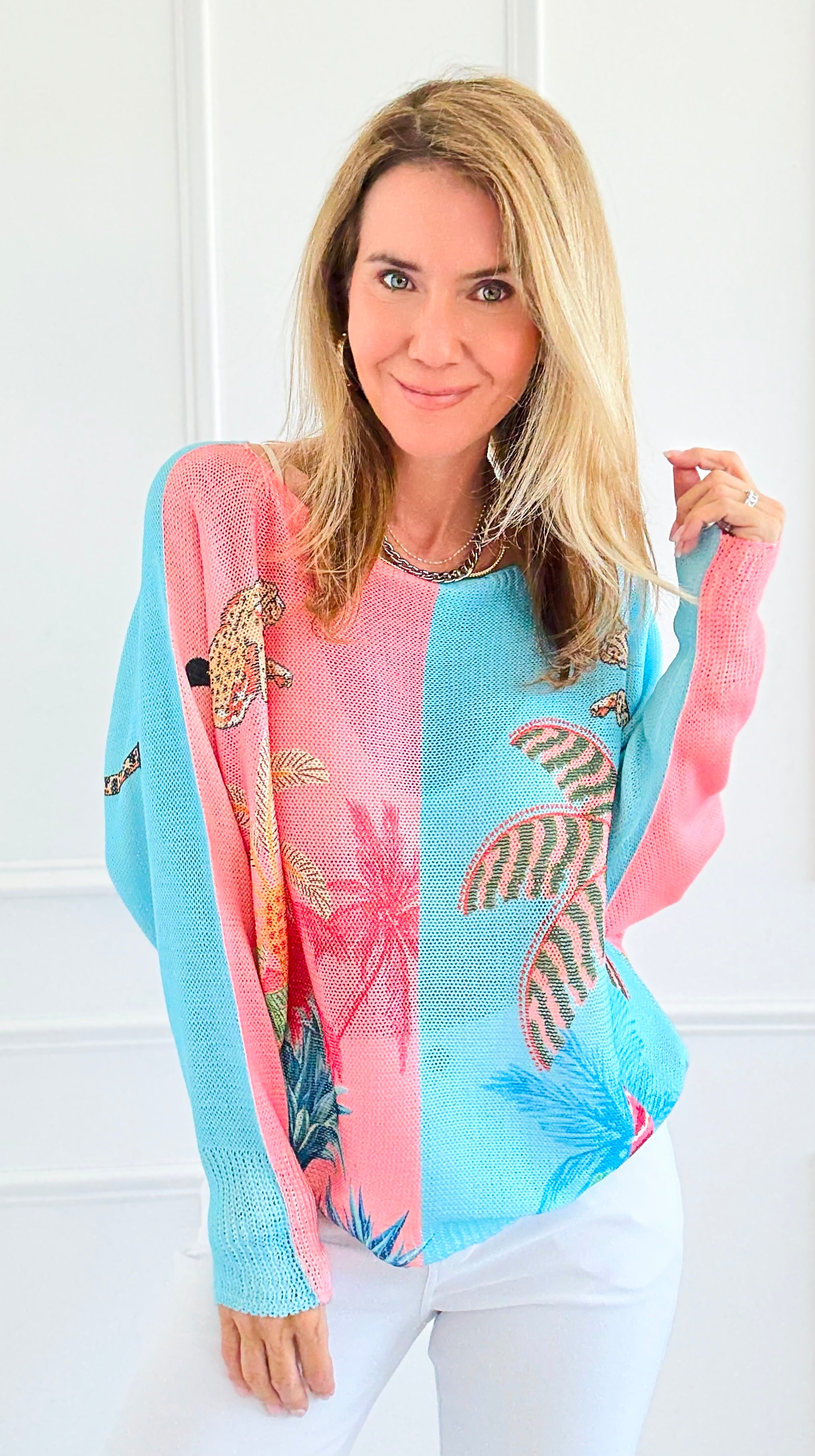 Tropic Pop Italian St Tropez Sweater-140 Sweaters-SORPRESA-Coastal Bloom Boutique, find the trendiest versions of the popular styles and looks Located in Indialantic, FL