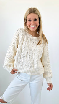 Winter Escape Knit Pullover - Ivory-140 Sweaters-Miracle-Coastal Bloom Boutique, find the trendiest versions of the popular styles and looks Located in Indialantic, FL