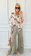 Golden Hour Lace Panel Pants - Olive-170 Bottoms-pol-Coastal Bloom Boutique, find the trendiest versions of the popular styles and looks Located in Indialantic, FL