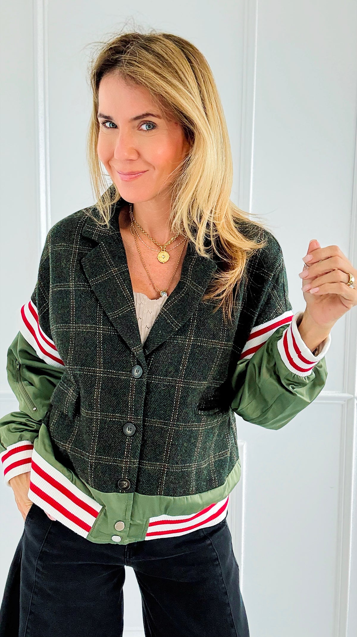 Varsity Remix Bomber Jacket-160 Jackets-Taelynn-Coastal Bloom Boutique, find the trendiest versions of the popular styles and looks Located in Indialantic, FL