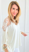 Whisper Light Embroidered Sleeve Top-130 Long Sleeve Tops-Rousseau-Coastal Bloom Boutique, find the trendiest versions of the popular styles and looks Located in Indialantic, FL