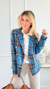 Plaid Power Blazer-160 Jackets-Rousseau-Coastal Bloom Boutique, find the trendiest versions of the popular styles and looks Located in Indialantic, FL