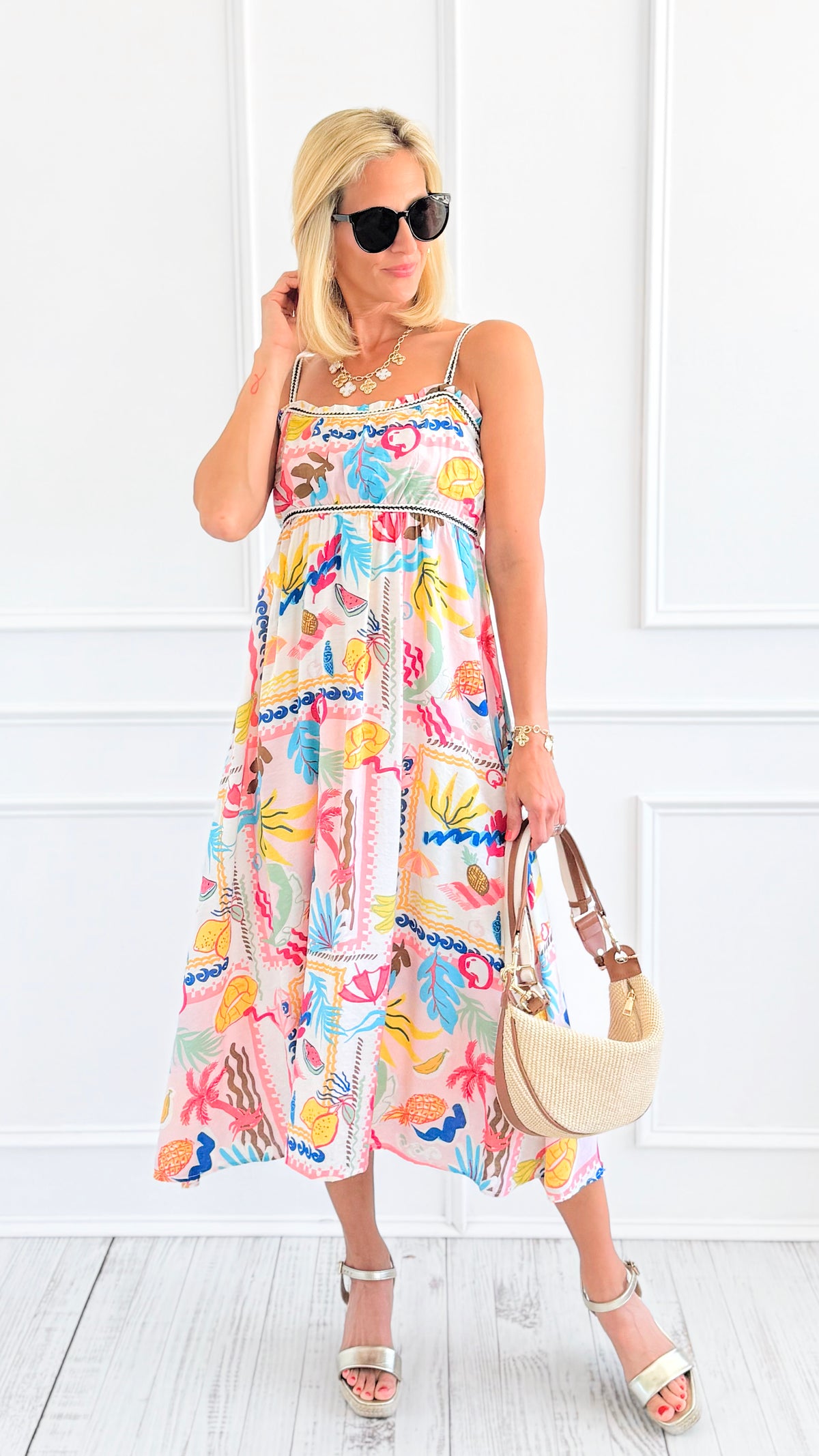 Sun-Drenched Patchwork Dress - Coral-200 Dresses/Jumpsuits/Rompers-Blu Pepper-Coastal Bloom Boutique, find the trendiest versions of the popular styles and looks Located in Indialantic, FL