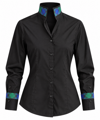 CB Custom - Emerald Tartan Sutton Italian Blouse - Black