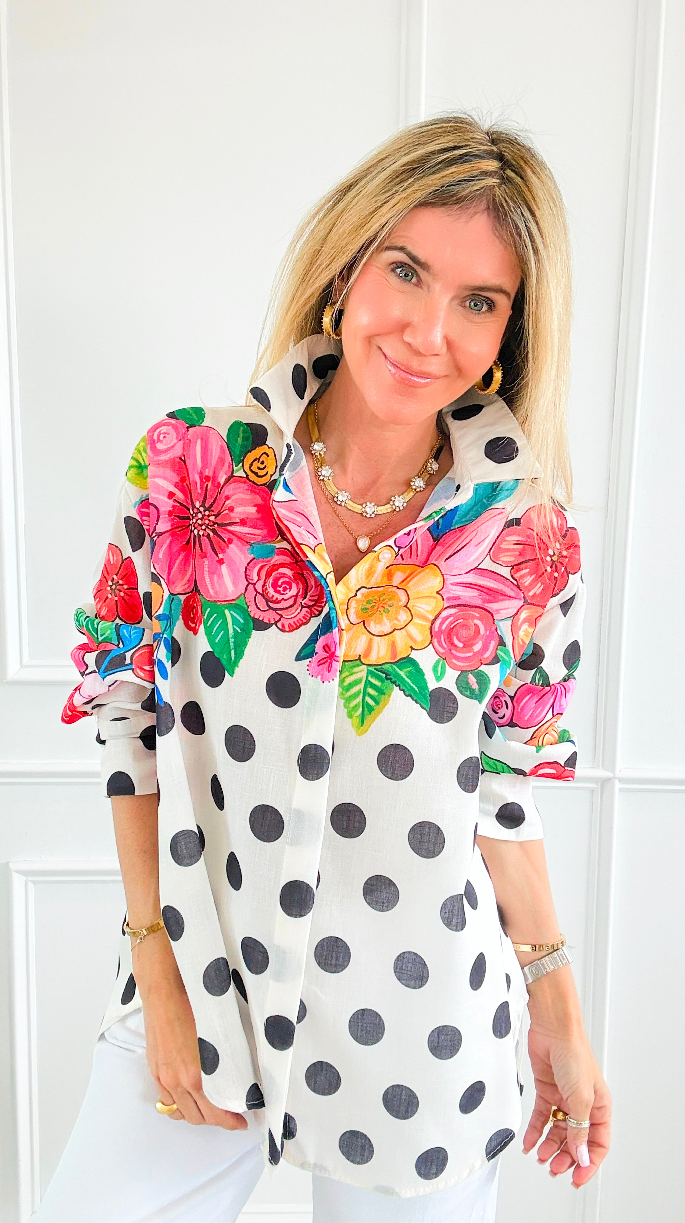 Blossom & Dots Italian Button Top