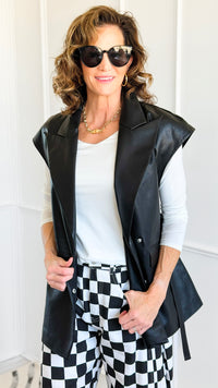 Run the City Vegan Leather Vest - Black-160 Jackets-ROUSSEAU-Coastal Bloom Boutique, find the trendiest versions of the popular styles and looks Located in Indialantic, FL