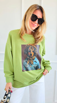 Doggy Glam Italian Sweatshirt-140 Sweaters-AZUL MONACO-Coastal Bloom Boutique, find the trendiest versions of the popular styles and looks Located in Indialantic, FL