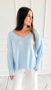 Cloud Day Italian Knit Sweater- Sky Blue-140 Sweaters-NSP-Coastal Bloom Boutique, find the trendiest versions of the popular styles and looks Located in Indialantic, FL