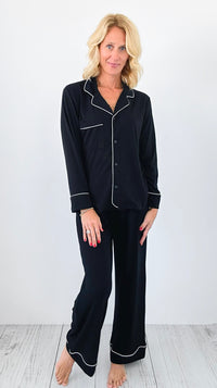 Dreamy Nights Pajama Set - Black-210 Loungewear/Sets-Zenana-Coastal Bloom Boutique, find the trendiest versions of the popular styles and looks Located in Indialantic, FL