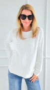 Soho Italian Boatneck Pullover - Ivory-140 Sweaters-Italianissimo-Coastal Bloom Boutique, find the trendiest versions of the popular styles and looks Located in Indialantic, FL